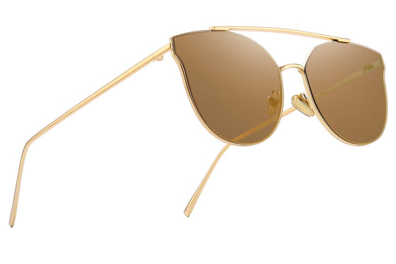 MERRY'S Fashion Women Cat Eye Sunglasses Coating Mirror Lens Sun glasses UV400 S7882 (Brown Mirror, 56) - Image 2